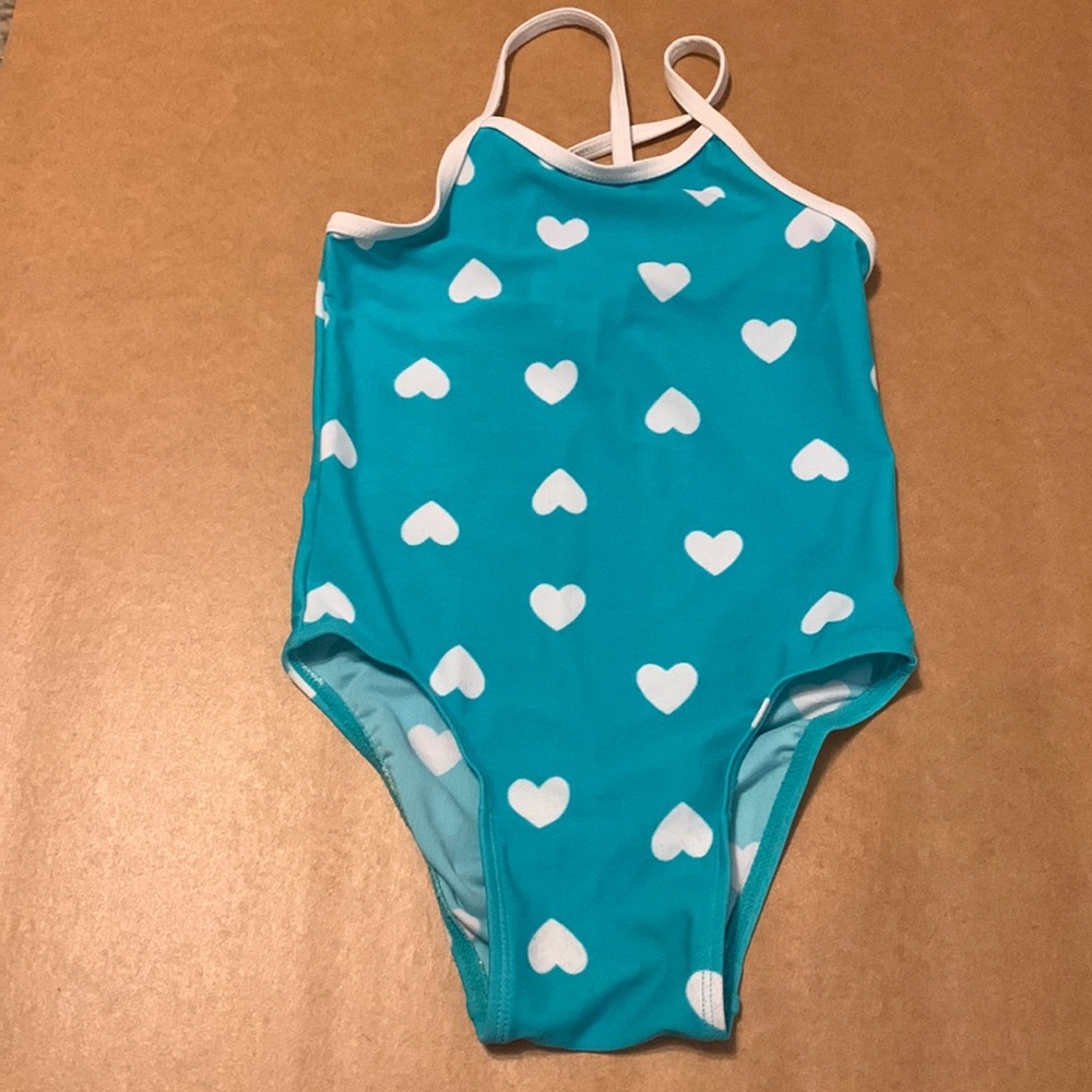 Blue and white heart bathing suit